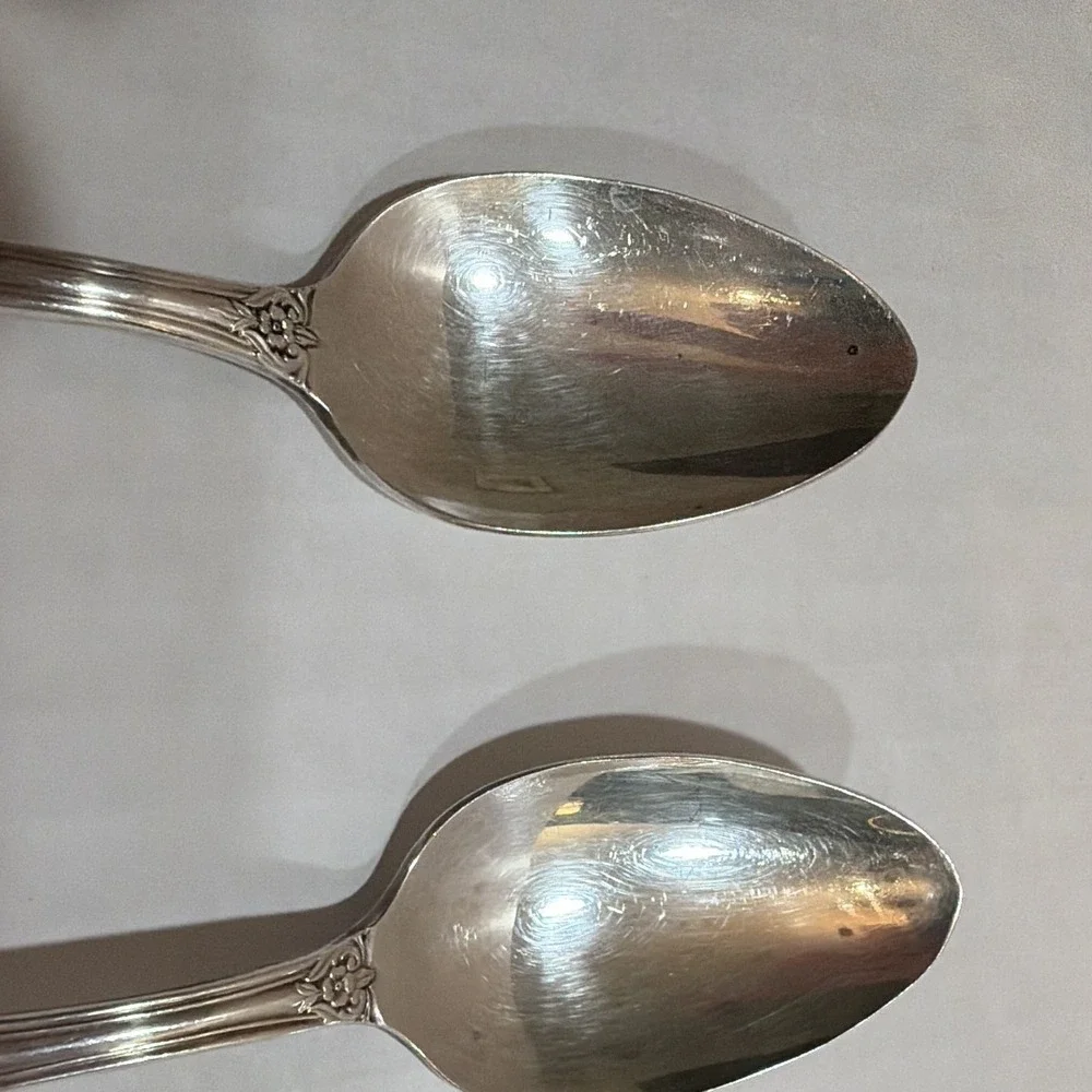 Set of 3  1847 Rogers Teaspoon Silverplate Floral Handle 6 in